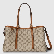 Gucci GG Emblem Small Tote Bag in Beige GG Canvas