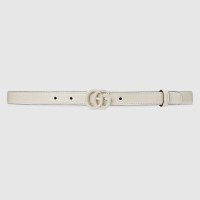 Gucci GG Marmont Belt 20MM in White Leather with White Buckle
