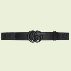 Gucci GG Marmont Belt 30MM in Black GG Supreme with Black Leather