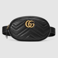 Gucci GG Marmont Belt Bag In Black Matelasse Leather Gucci GG Marmont Belt Bag In Black Matelasse Leather