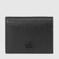 Gucci GG Marmont Card Case Wallet In Black Calfskin