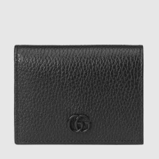 Gucci GG Marmont Card Case Wallet In Black Calfskin