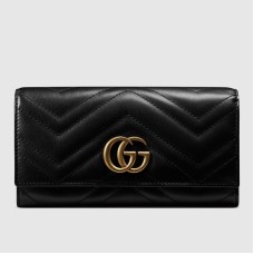 Gucci GG Marmont Continental Wallet In Black Matelasse Leather