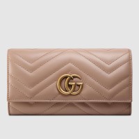 Gucci GG Marmont Continental Wallet In Dusty Pink Matelasse Leather