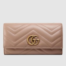 Gucci GG Marmont Continental Wallet In Dusty Pink Matelasse Leather