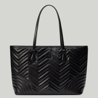 Gucci GG Marmont Large Tote Bag in Black Chevron Leather