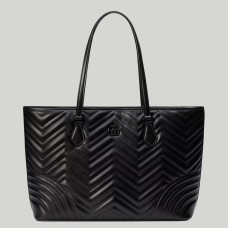 Gucci GG Marmont Large Tote Bag in Black Chevron Leather