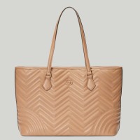 Gucci GG Marmont Large Tote Bag in Rose Beige Chevron Leather