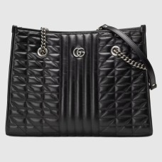Gucci GG Marmont Medium Tote in Black Matelasse Leather