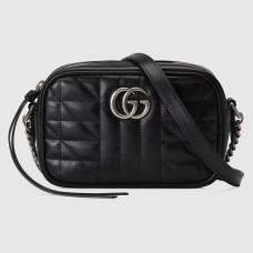 Gucci GG Marmont Mini Camera Bag in Black Matelasse Leather