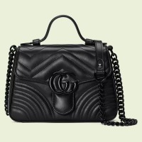 Gucci GG Marmont Mini Top Handle Bag in Black Matelasse Calfskin