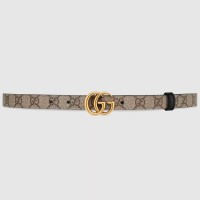 Gucci GG Marmont Reversible Belt 20MM in GG Canvas and Black Leather