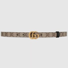 Gucci GG Marmont Reversible Belt 20MM in GG Canvas and Black Leather