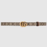 Gucci GG Marmont Reversible Belt 20MM in GG Canvas and Brown Leather