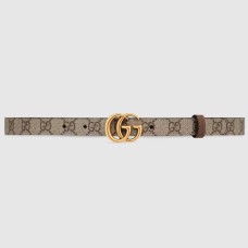 Gucci GG Marmont Reversible Belt 20MM in GG Canvas and Brown Leather