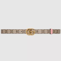 Gucci GG Marmont Reversible Belt 20MM in GG Canvas and Pink Leather
