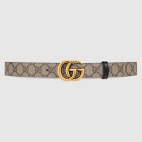 Gucci GG Marmont Reversible Belt 30MM in GG Supreme with Black Leather