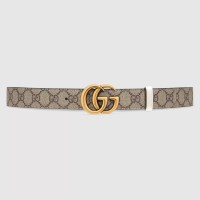Gucci GG Marmont Reversible Belt 30MM in GG Supreme with White Leather