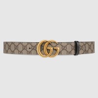 Gucci GG Marmont Reversible Belt 38MM in GG Supreme with Black Leather