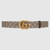 Gucci GG Marmont Reversible Belt 38MM in GG Supreme with Brown Leather
