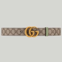 Gucci GG Marmont Reversible Belt 38MM in GG Supreme with Green Leather