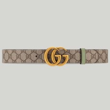Gucci GG Marmont Reversible Belt 38MM in GG Supreme with Green Leather