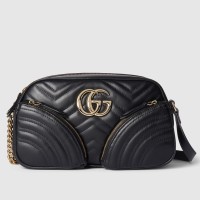 Gucci GG Marmont Small Black Bag with Front Pockets