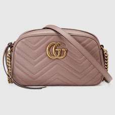 Gucci GG Marmont Small Camera Bag in Nude Chevron Leather