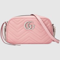 Gucci GG Marmont Small Camera Bag in Pastel Pink Chevron Leather