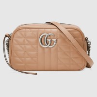 Gucci GG Marmont Small Camera Bag in Rose Beige Matelasse Leather