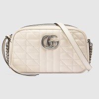 Gucci GG Marmont Small Camera Bag in White Matelasse Leather