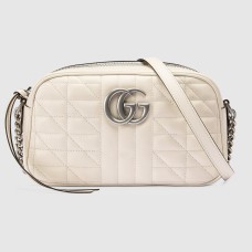 Gucci GG Marmont Small Camera Bag in White Matelasse Leather