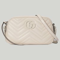 Gucci GG Marmont Small Camera Bag with White Hardware