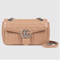 Gucci GG Marmont Small Shoulder Bag in Beige Matelasse Leather