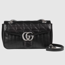 Gucci GG Marmont Small Shoulder Bag in Black Matelasse Leather