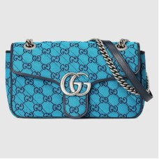 Gucci GG Marmont Small Shoulder Bag in Blue GG Canvas