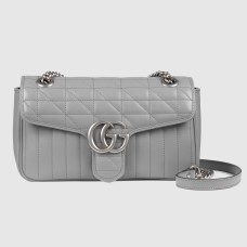 Gucci GG Marmont Small Shoulder Bag in Grey Matelasse Leather