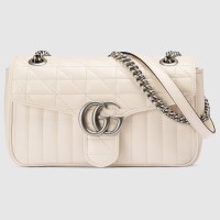 Gucci GG Marmont Small Shoulder Bag in White Matelasse Leather