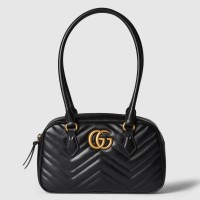 Gucci GG Marmont Small Top-handle Bag in Black Chevron Leather