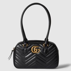 Gucci GG Marmont Small Top-handle Bag in Black Chevron Leather