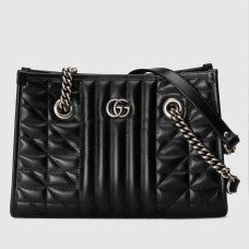 Gucci GG Marmont Small Tote in Black Matelasse Leather