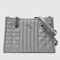 Gucci GG Marmont Small Tote in Grey Matelasse Leather