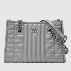 Gucci GG Marmont Small Tote in Grey Matelasse Leather