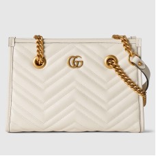 Gucci GG Marmont Small Tote in White Chevron Calfskin