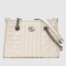 Gucci GG Marmont Small Tote in White Matelasse Leather