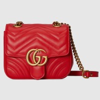 Gucci GG Marmont Square Mini Bag in Red Chevron Leather