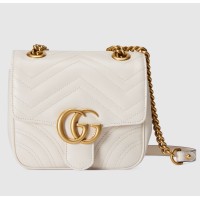 Gucci GG Marmont Square Mini Bag in White Chevron Leather