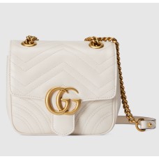 Gucci GG Marmont Square Mini Bag in White Chevron Leather