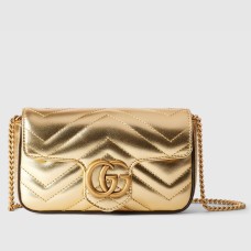 Gucci GG Marmont Super Mini Bag in Gold Metallic Leather