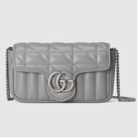 Gucci GG Marmont Super Mini Bag in Grey Matelasse Leather